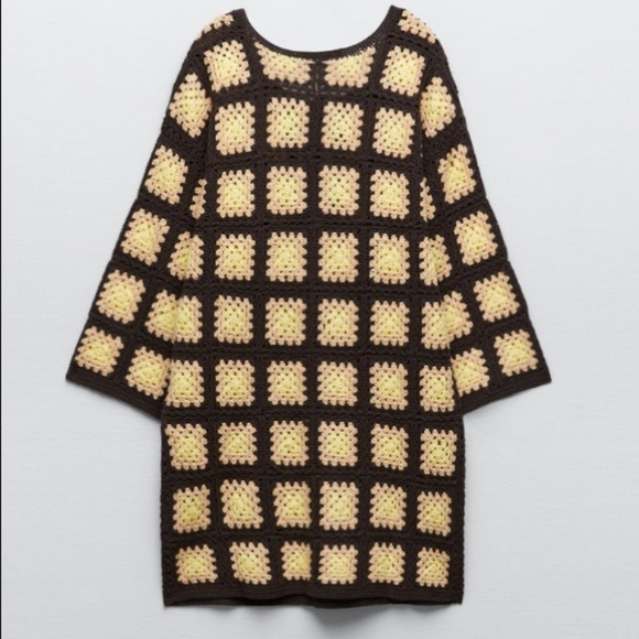 Zara Mini Crochet Knit Boho Mini Floral Limited Edition Dress - Picture 11 of 11